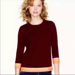J. Crew Wool Color Block Trimmed Sweater